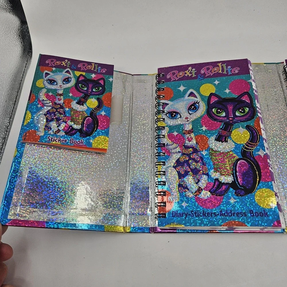VTG Lisa Frank Roxy And Rollie Trifold Flip Out Planner 4 X 6 Holo Incomplete